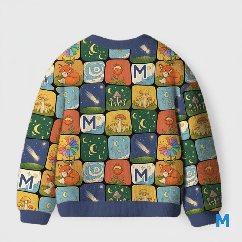 Personalized Forest Night Theme Kids Cardigan Sweaters with Custom Initial Kids Gift