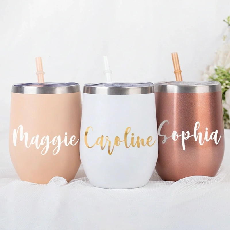 Personalized Wine Tumbler With Straw Stainless Steel Travel Mug Bridesmaid Proposal Bachelorette Party Favors