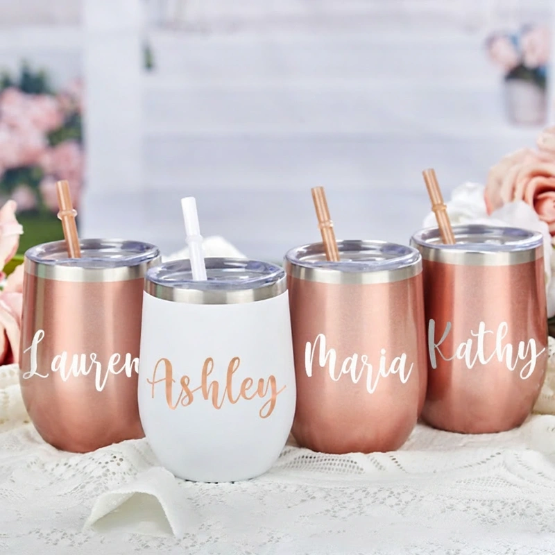 Personalized Wine Tumbler With Straw Stainless Steel Travel Mug Bridesmaid Proposal Bachelorette Party Favors