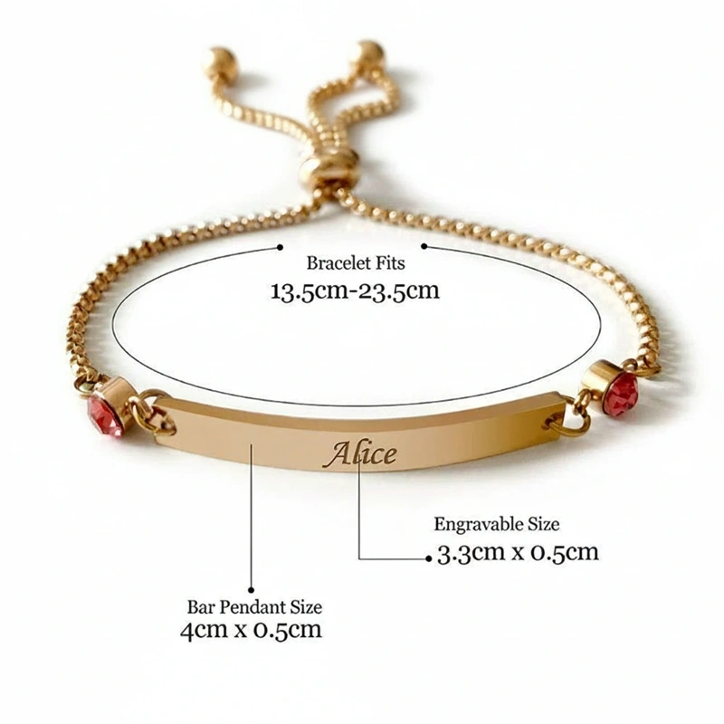 Personalized Birthstone Bracelet Engraved Bar Bracelet for Her with Any Name Custom Gift for Mum Sister Bridesmaid Auntie Girlfriend