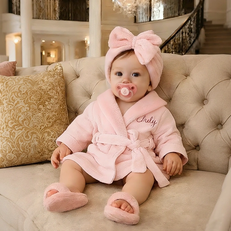 Personalized Embroidered Baby Bathrobe Baby Plush Robe with Name New Baby Gift Toddler Robe