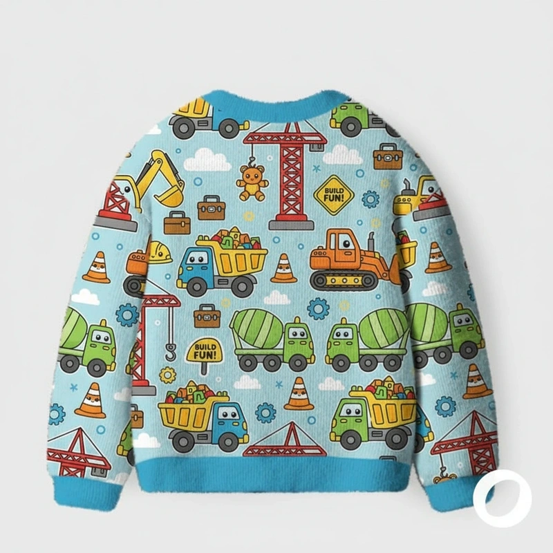 Personalized Construction Theme Kids Ugly Cardigan Sweaters Kids Gift