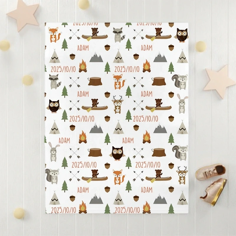 Personalized Baby Name Blanket Baby Woodland Forest Animal Fleece Blanket Baby Shower Gift