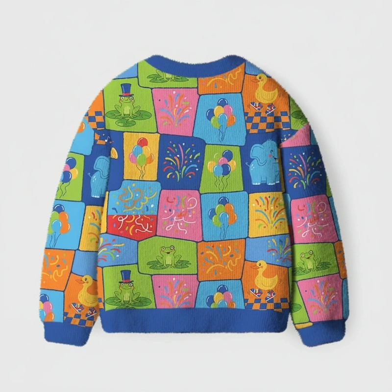 Personalized Colorful Circus Theme Kids Cardigan Sweaters with Custom Initial Kids Gift