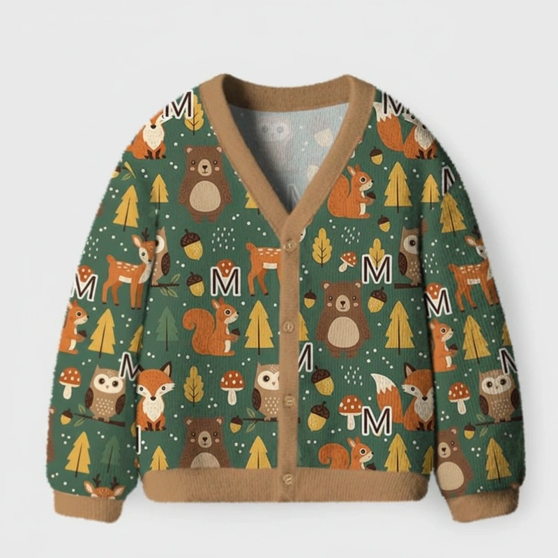 Personalized Woodland Friends Kids Cardigan Sweater Kids Gift