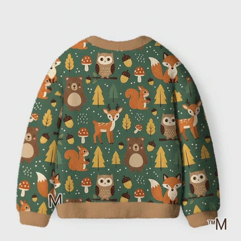 Personalized Woodland Friends Kids Cardigan Sweater Kids Gift