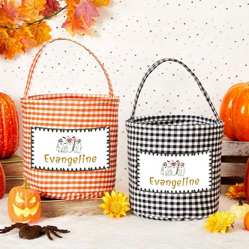 Personalized Halloween Treat Basket Adorable Ghost Trio Design Basket Halloween Gift