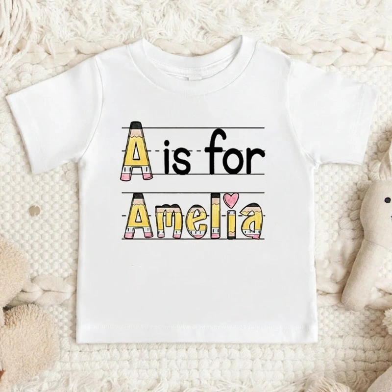 Personalized Name Pencil Toddler T-Shirt Kids Back To School Gift Kids Shirt Pencil Design