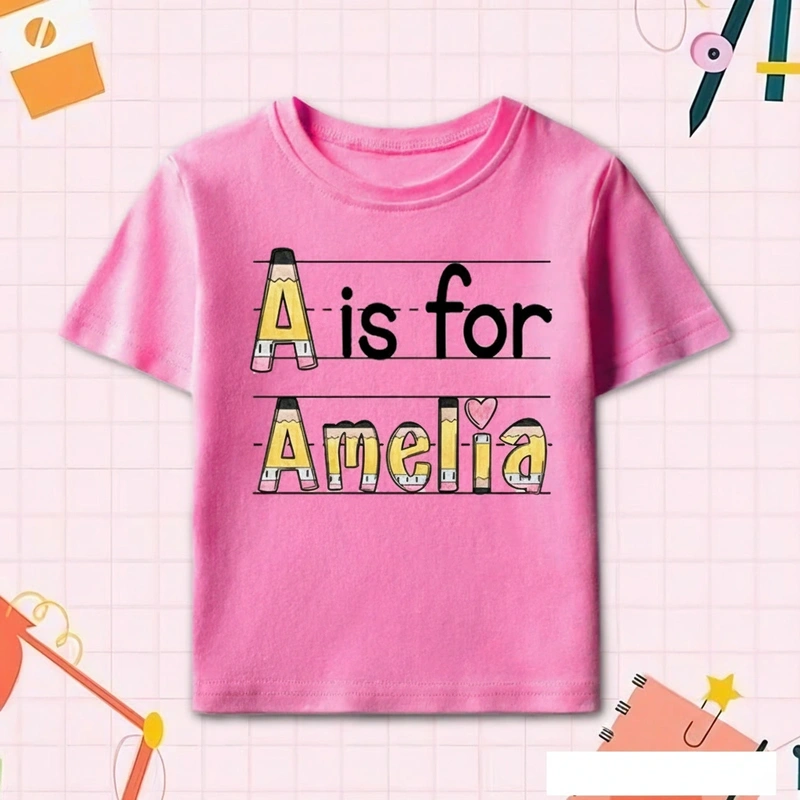 Personalized Name Pencil Toddler T-Shirt Kids Back To School Gift Kids Shirt Pencil Design
