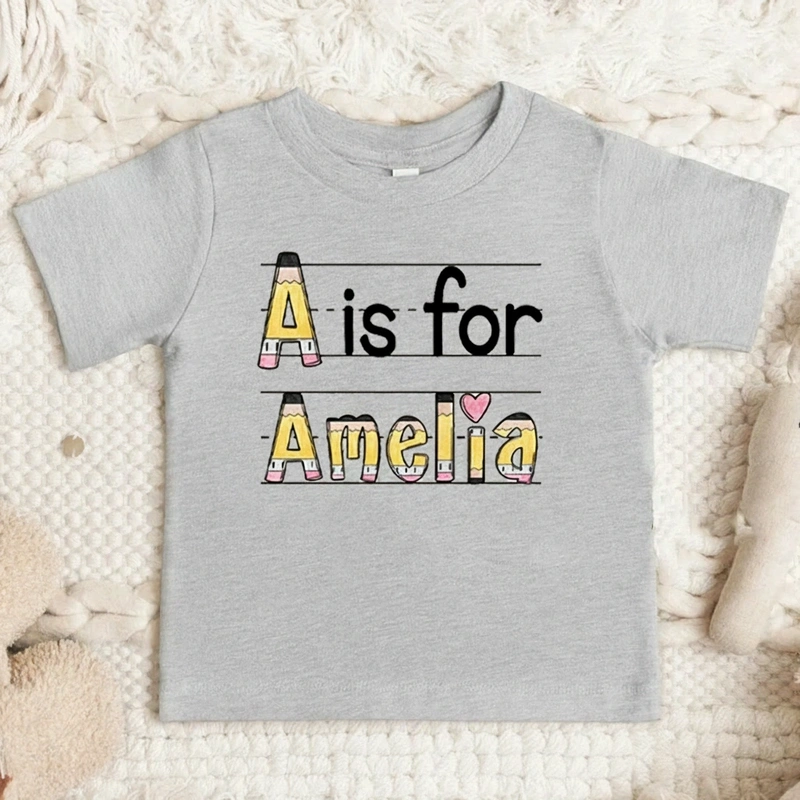 Personalized Name Pencil Toddler T-Shirt Kids Back To School Gift Kids Shirt Pencil Design