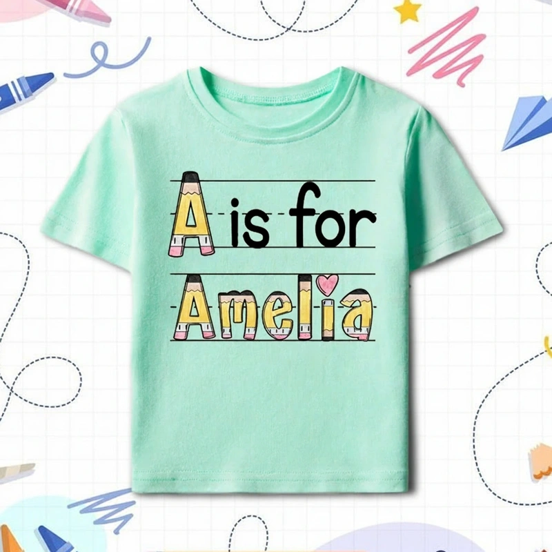Personalized Name Pencil Toddler T-Shirt Kids Back To School Gift Kids Shirt Pencil Design
