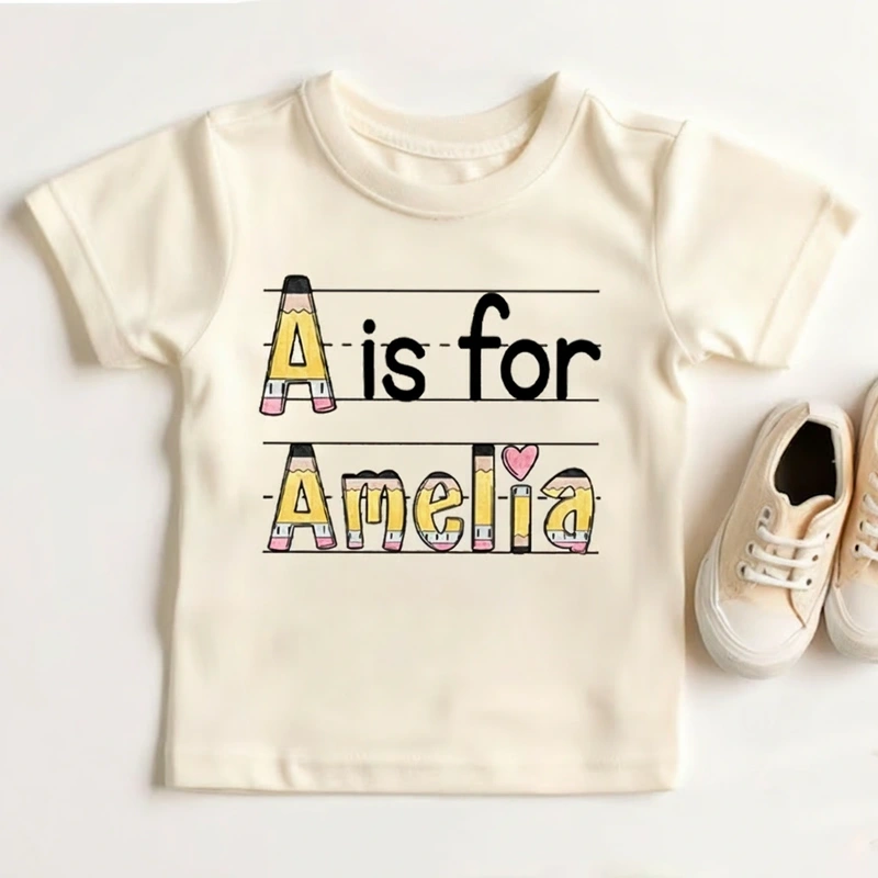 Personalized Name Pencil Toddler T-Shirt Kids Back To School Gift Kids Shirt Pencil Design