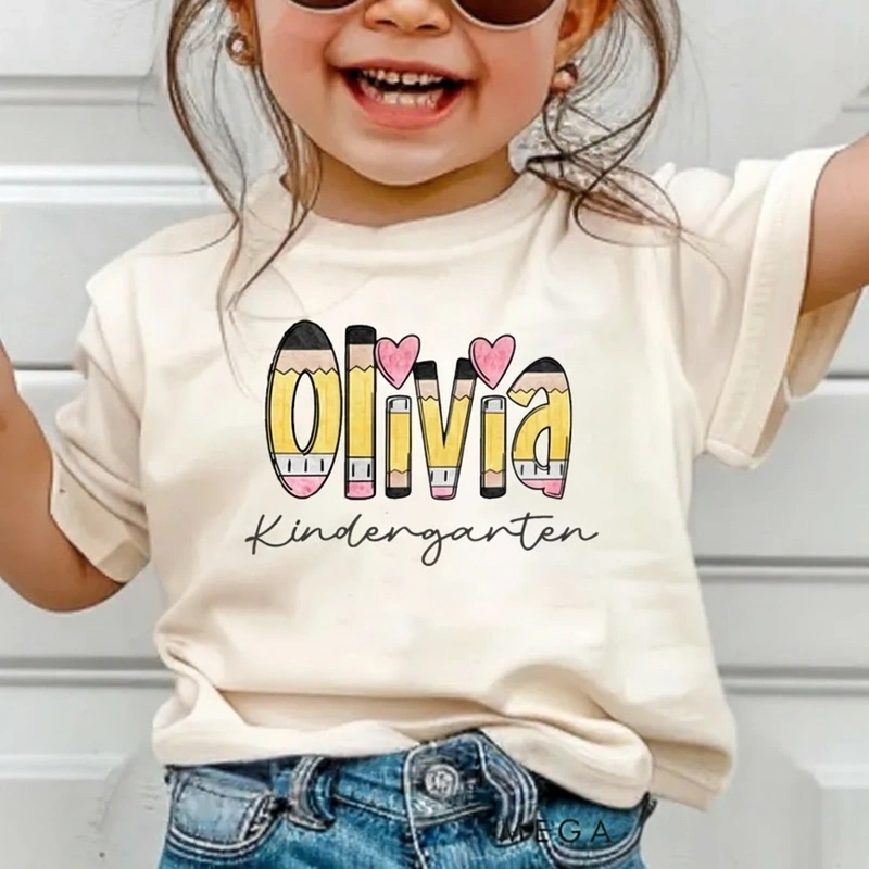 Personalized Name and Grade Pencil Toddler T-Shirt Kids Back To School Gift Kids Shirt Pencil Name Design