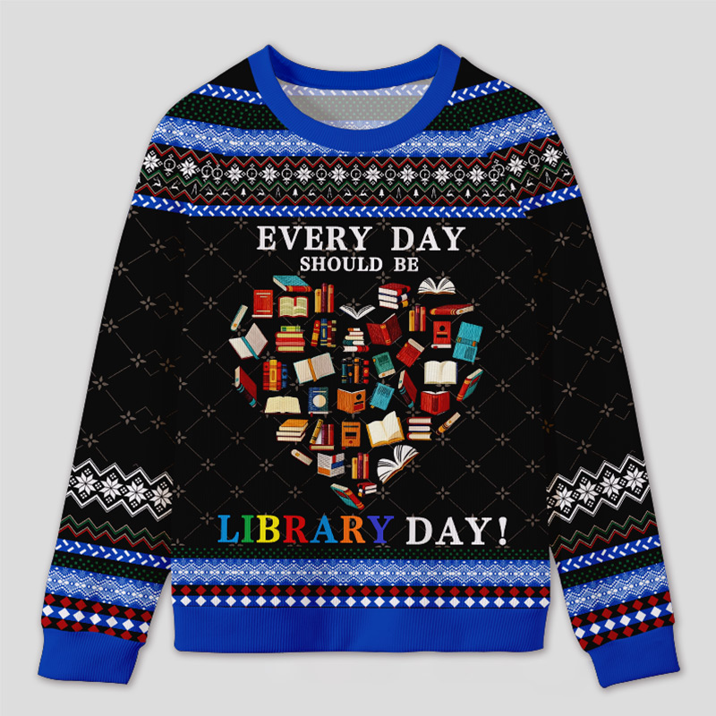 Personalized Library Day Celebration Ugly Sweater Office Holiday Party Gift for Librarians