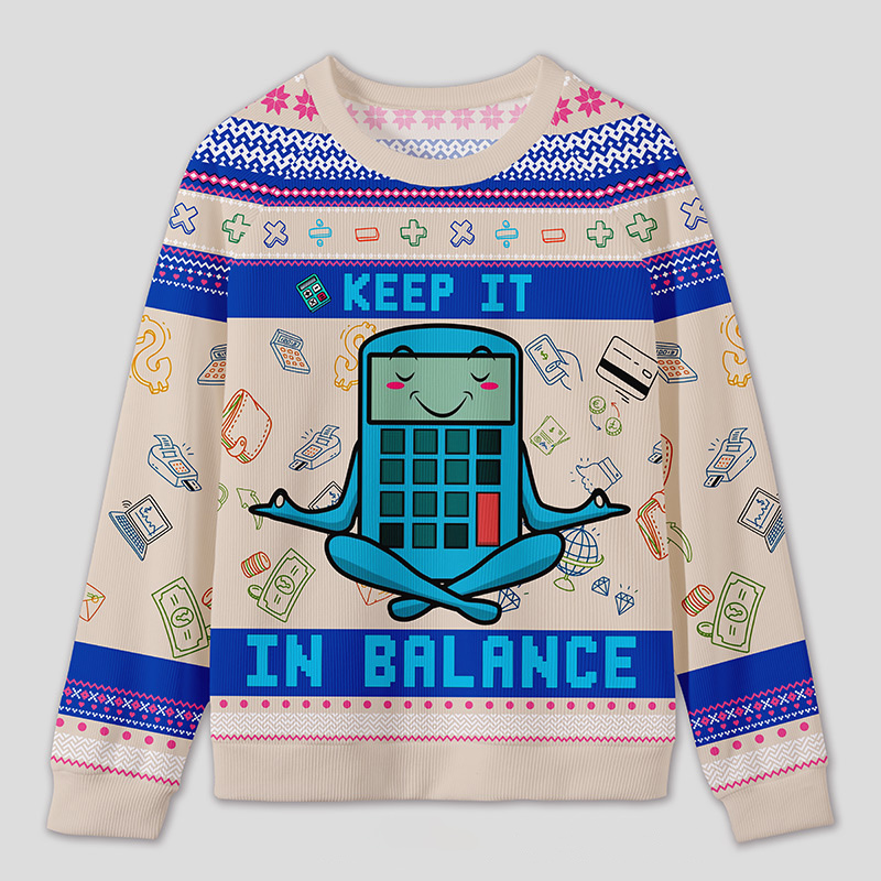 Personalized Funny Finance Yoga Ugly Sweater Office Holiday Party Gift for Accountants