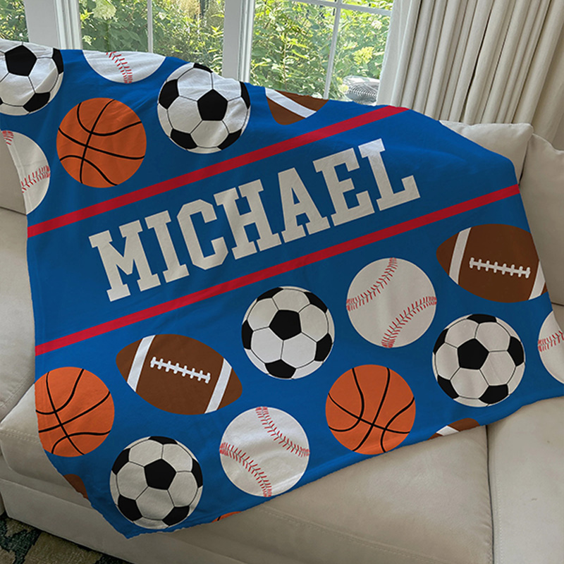 Personalized Sport Design Blanket with Custom Name for Sport Lover