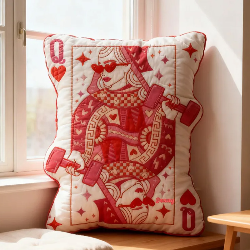Personalized Graphic 3D Print Pillow Pillow Workout Queen of Hearts Gym Girl Sublimation Design Lift Heavy Shit Gym Rat Weightlifting Pillow for Gym Lovers Sale-megacustom