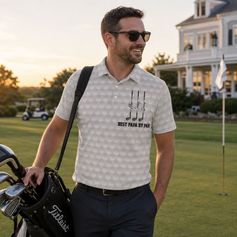 Personalized Golf Polo Shirt Custom All Over Print Polo Shirt Father's Day Birthday Golf Gifts For Dad Grandpa