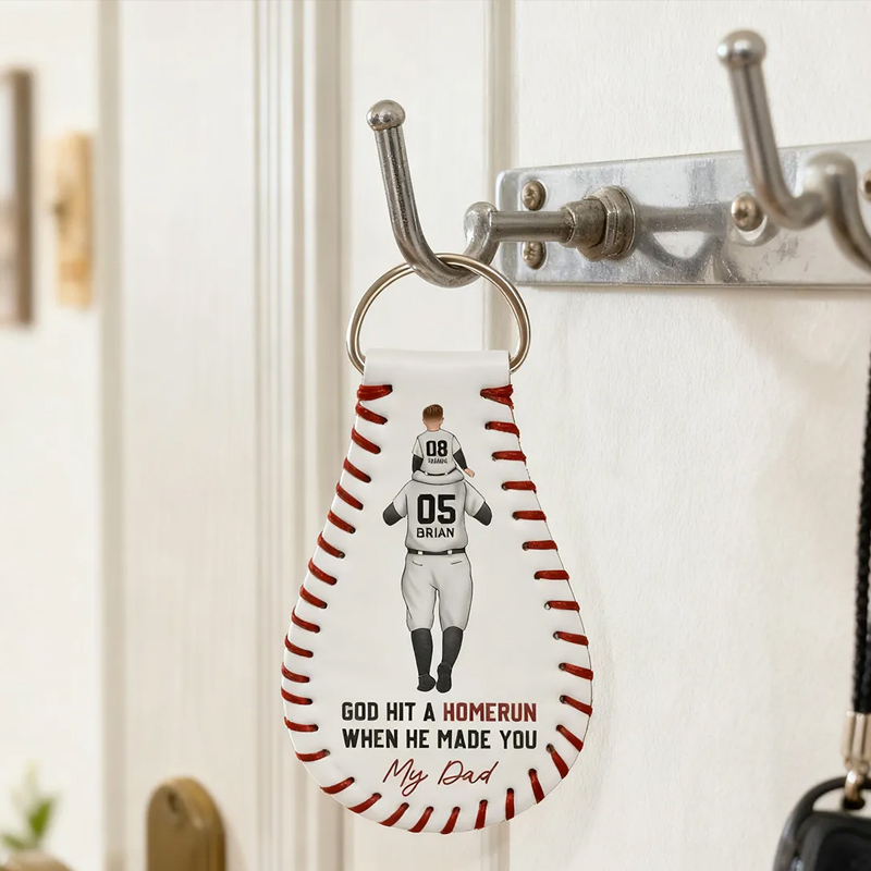 Personalized Baseball Keychain with "God Hit a Homerun" Quote and Custom Details 