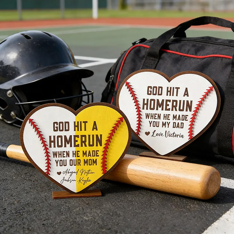 Personalized Baseball Softball Heart Plaque with Custom Text