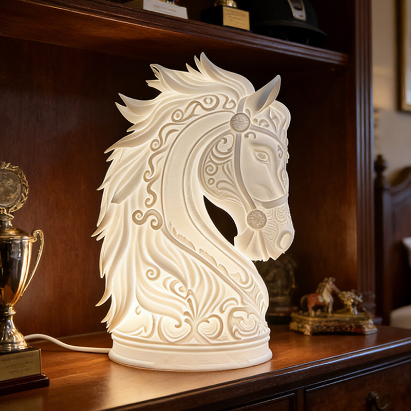 3D Printed Horse Head Lamp Bedroom Decor Gift for Equestrian Enthusiasts