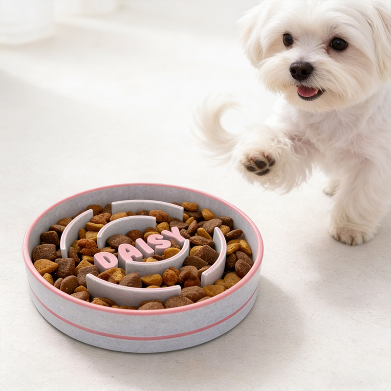 Personalized Slow Feeder Dog Bowl 3D Printed Custom Name Gift for Dog