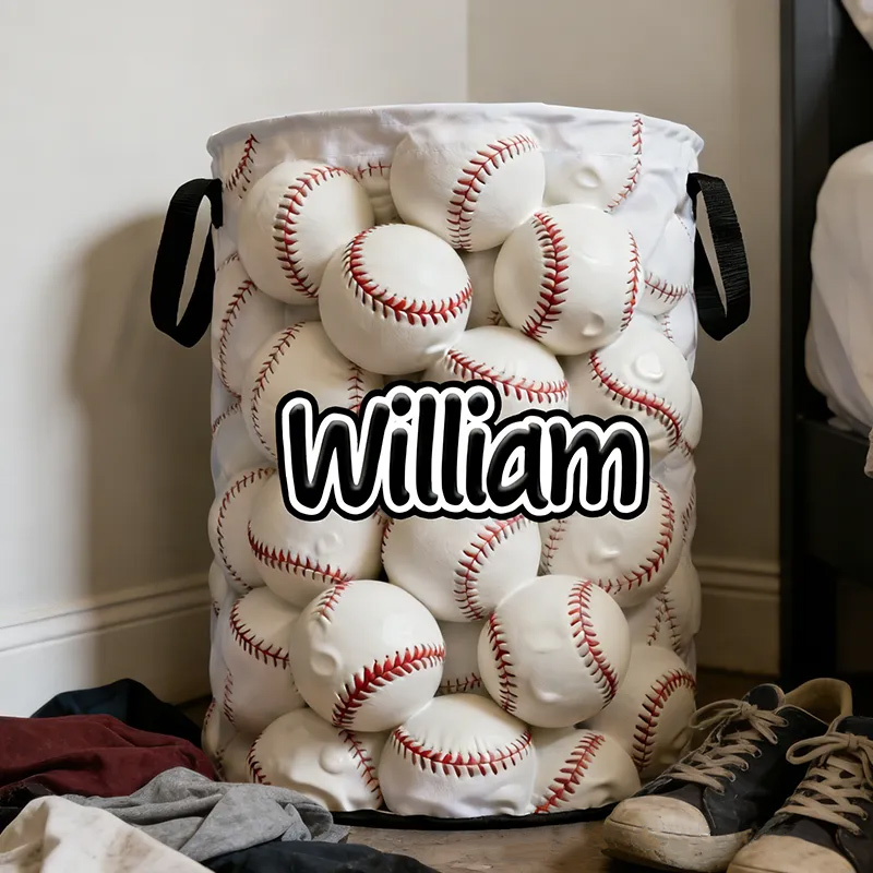 Personalized Baseball Basket Featuring Custom Name and Eye-Catching Design