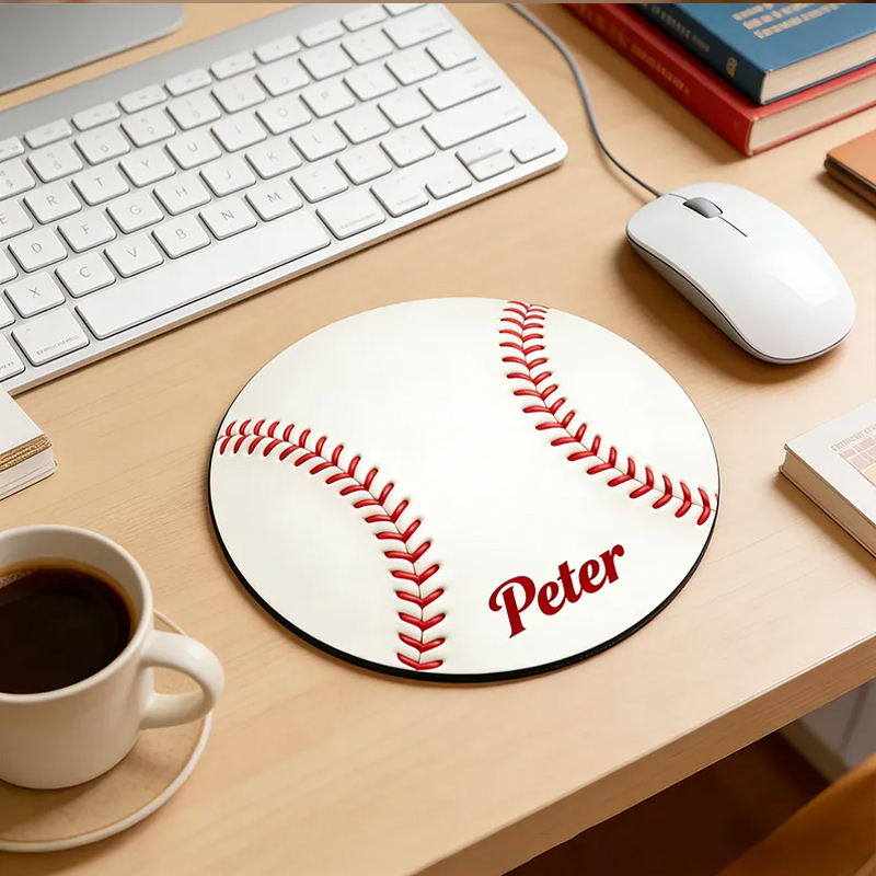Personalized 3D Printed Baseball Mouse Pad with Custom Name Design