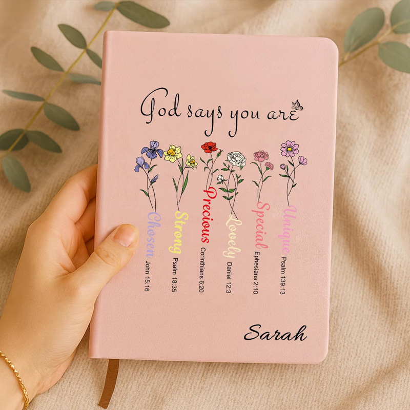 Personalized Christian Inspiration Bible Notebook God Says You Are Bible Verse Journal Flower Christian Gift