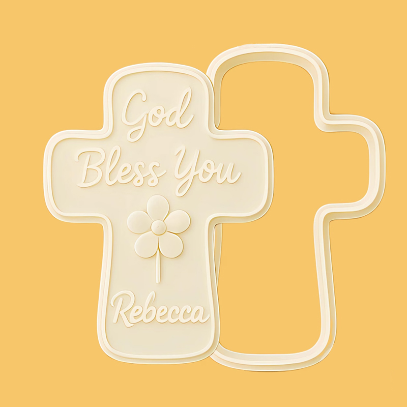 Personalized Christian Cookie Cutter Name Religious Blessing Communion Girl Custom Name Gift for Faith and Baptism