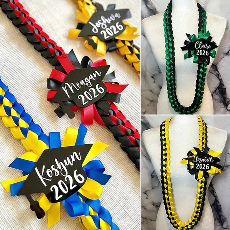 Personalized Graduation Lei 2026 with Name Class of 2026 Ribbon Lei Gifts for Graduatea