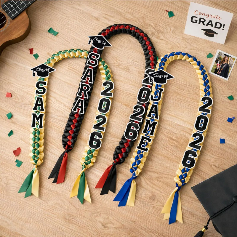 Personalized Braided Satin Ribbon Lei Keepsake Lei for Grad Custom Graduation Gift