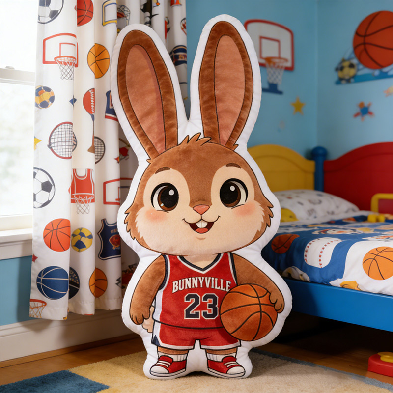 Personalized Bunny Pillow Easter Bunny Basketball Baseball Golf Bunny with Custom Name Design