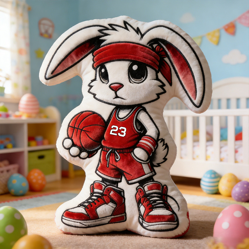 Personalized Basketball Bunny Pillow Easter Bunny Basketball Urban Sports Rabbit with Custom Number