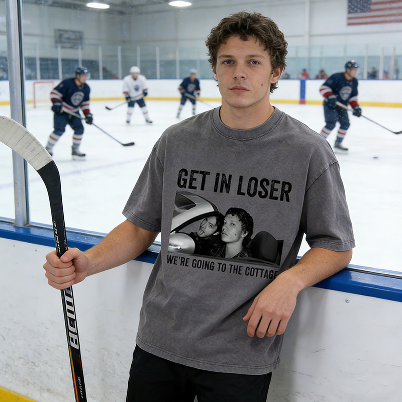 Personalized HR Washed T-Shirt We're Going To The Cottage Tee for Ice Hockey Fans