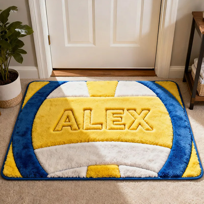 Personalized Volleyball Welcome Court-Inspired Rug with Custom Name for Your Home