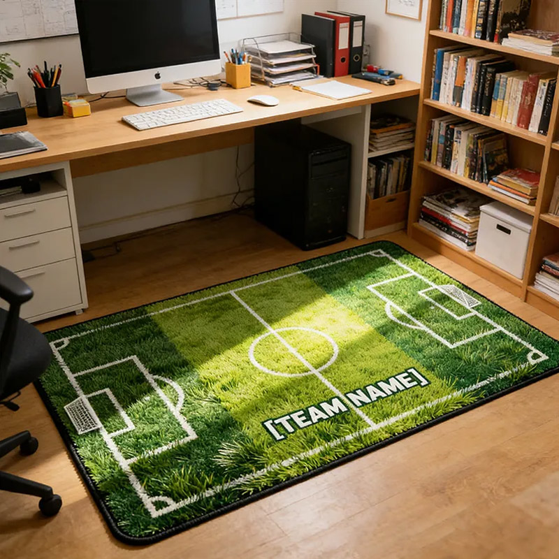 Personalized Soccer Field Rug with Custom Team Name for Kids' Rooms