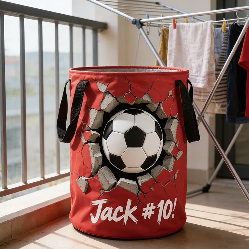 Personalized Soccer Storage Basket with Custom Name and Number Design for Fans