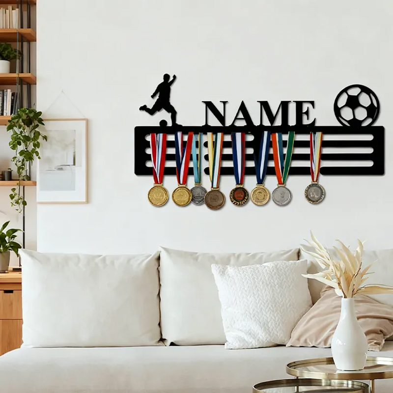 Personalized Soccer Medal Holder with Custom Name and Ball Design