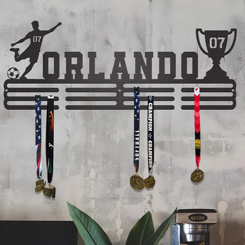 Personalized Soccer Medal Holder with Custom Name and Player Design for Soccer Player and Lover