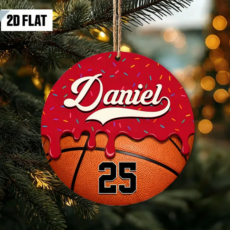 Personalized Basketball Christmas Ornament with Custom Name and Number