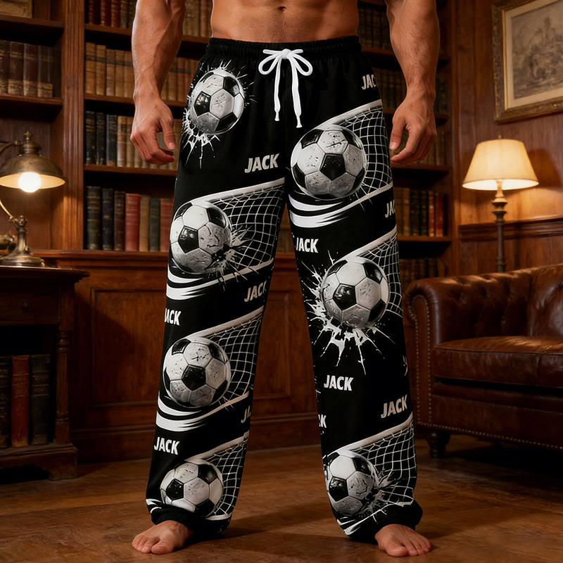 Personalized Soccer Pajama Pants with Custom Name and Dynamic Design