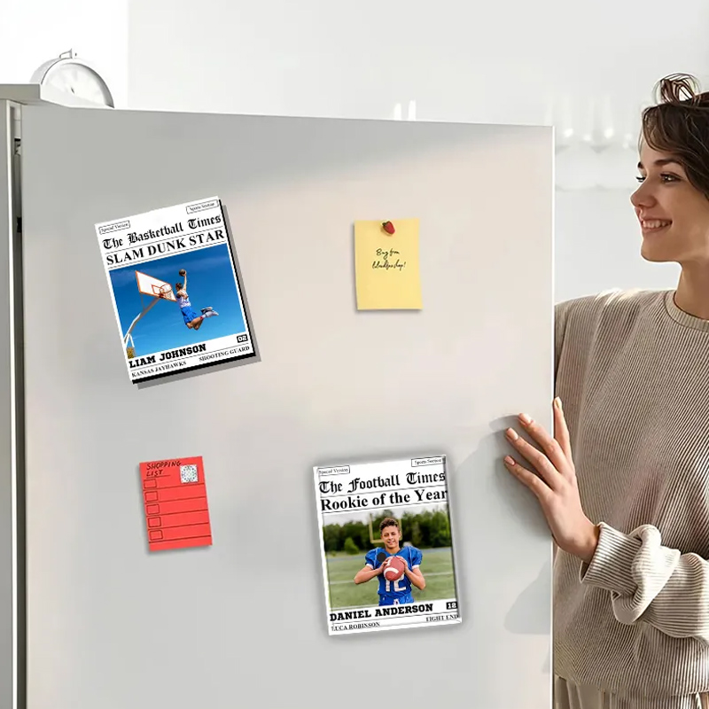Personalized The Sports Times Baseball Newspaper Refrigerator Magnet with Custom Photo and Text  
