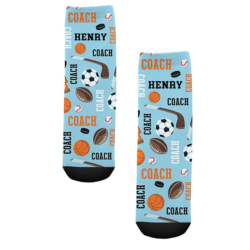 Personalized Sports Fun Design Socks with Custom Name for Game Day
