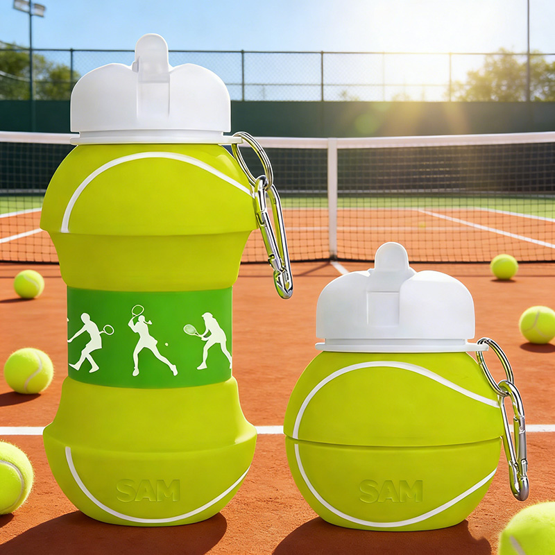 Personalized Foldable Tennis Water Cup Silicone Tennis Sports Water Bottle Custom Name Gift for Tennis Lovers