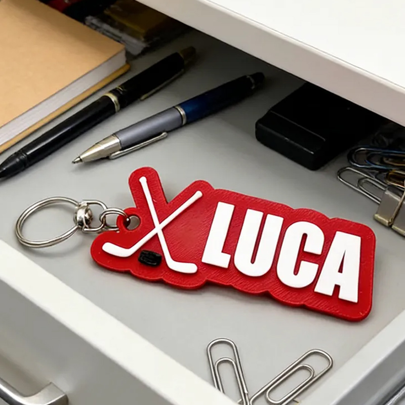 Personalized Ice Hockey Keychain with Custom Name Design