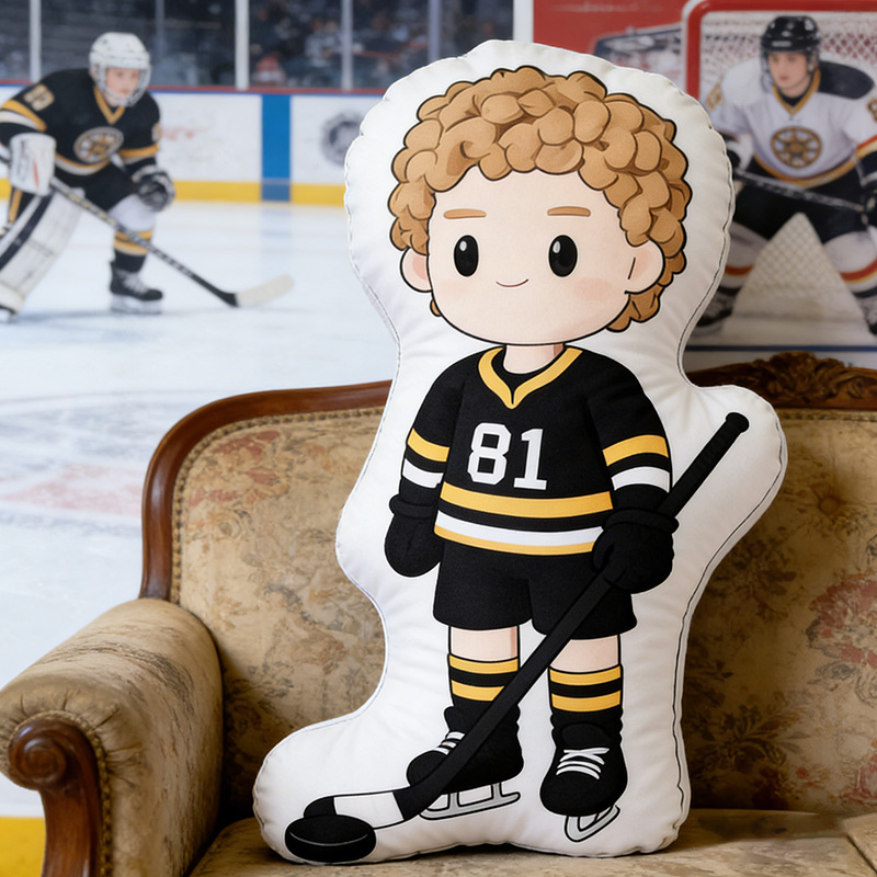 Personalized Cute Player Ice Hockey Pillow Number 81 Gift for HR Fans
