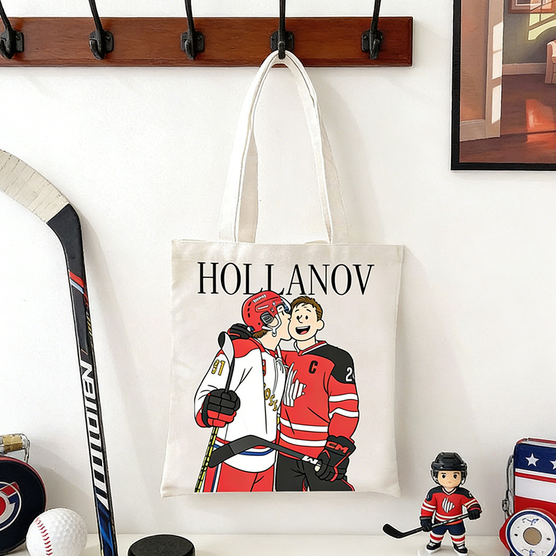 Personalized HR Hockey Tote Bag with Hollanov Cute Character Cartoon For Movie Book Fans Gift