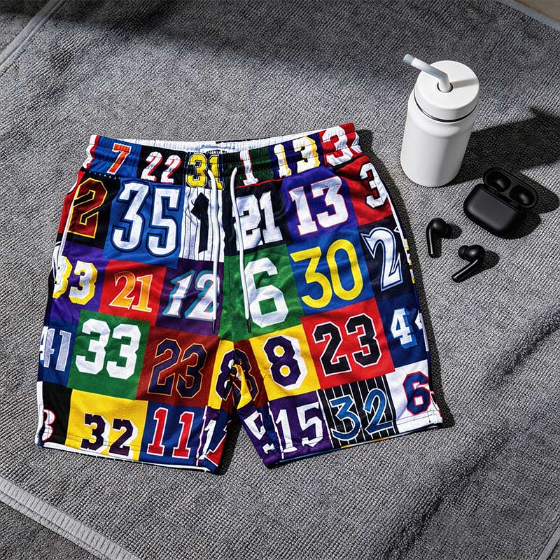 Personalized Sports Number Shorts with Sports Vitality Colorful Number Design 