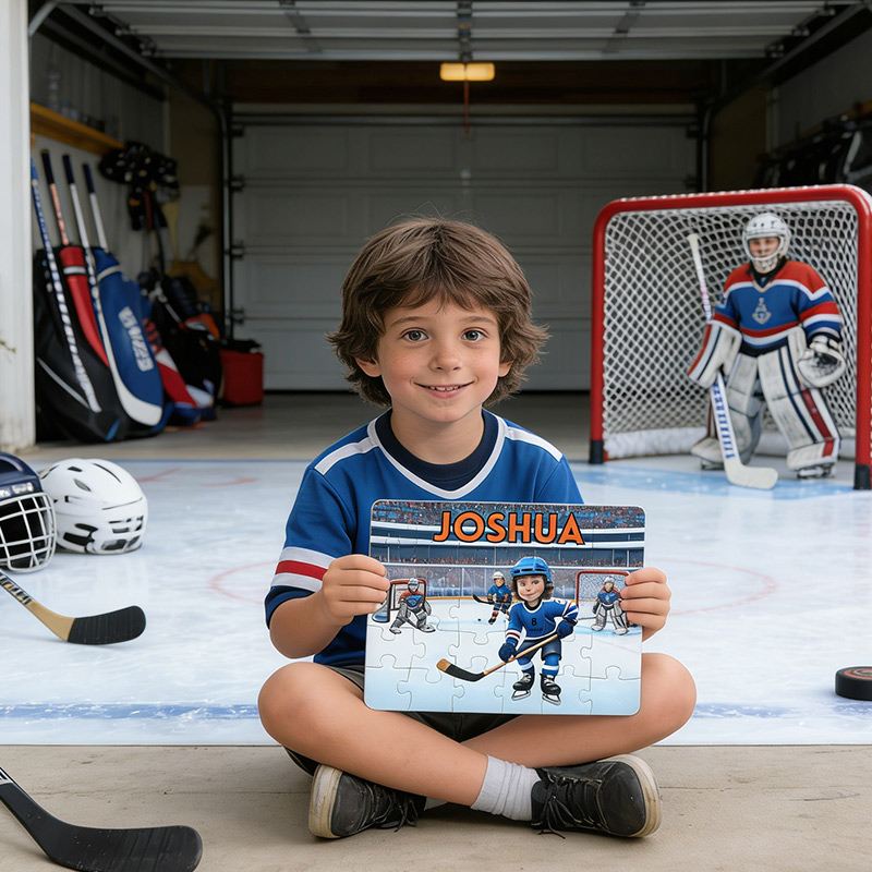 Personalized Kids Hockey Puzzle Hockey Gift for Boys Custom Name and Number